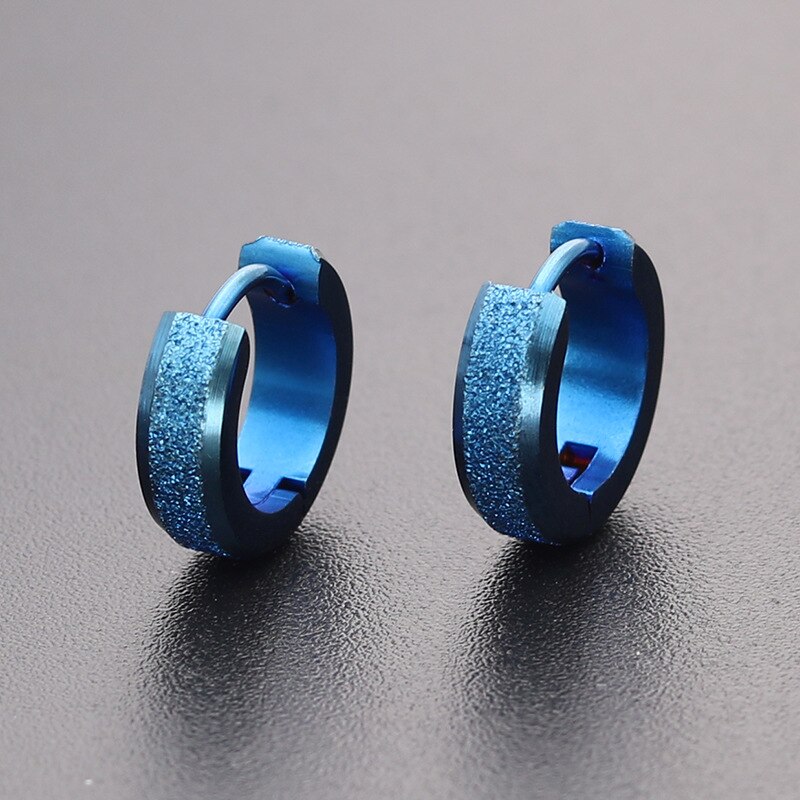 Simple Geometric Circular Frosted Ear Ring For Men Gold Silver Color Goth Versatile Cool Boy Hip Hop Hoop Earrings: ER20Y1151-3