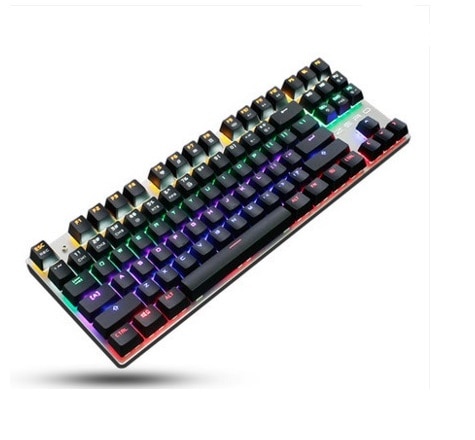 Metoo Backlight Mechanical Keyboard Blue Switch 87 Keys LED USB Wired Anti-Ghosting Gaming Keyboard Russian sticker