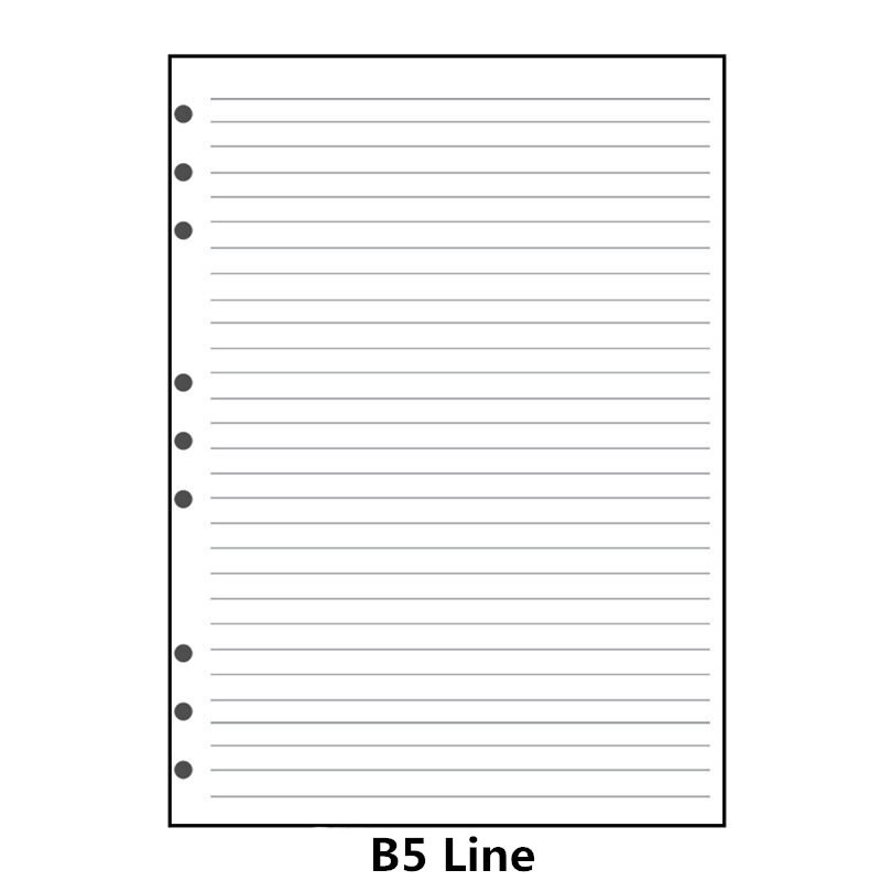 B5 9 Holes Loose-leaf Notebook Draft Paper Diary Sketchbook Journal Grid Line-Dot Planner Painting Inner Page Office Stationery: Line-45 sheets
