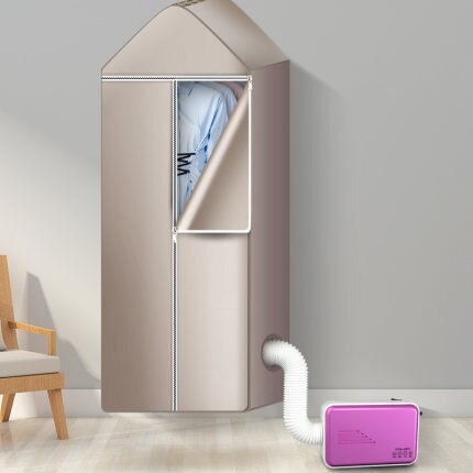 Secador de ropa eléctrico, además de ácaros, portátil multifuncional, calentador de viento cálido, zapatos de secado de Manta, secador de pelo para mascotas: Purple with cover