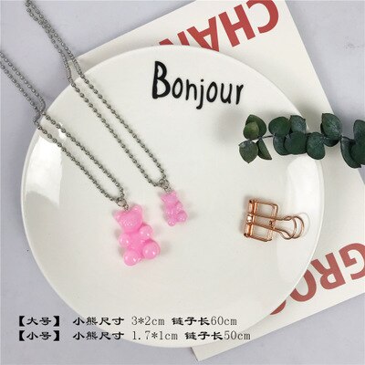 popular gummy bear trendy necklace women stainless steel chain womens necklace cheap jewelry with: pink -small