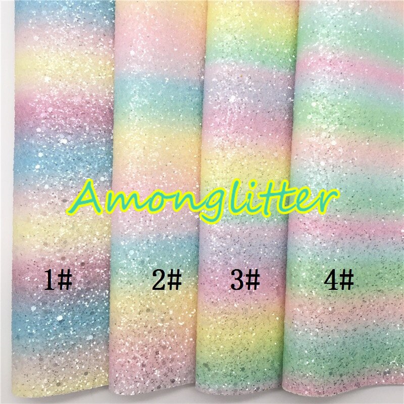 Amonglitter Rainbow hojas de tela de cuero grueso de brillo, tejido brillante para bolsas y zapatos de lazos de bricolaje 21x29cm tamaño A4 MB013A