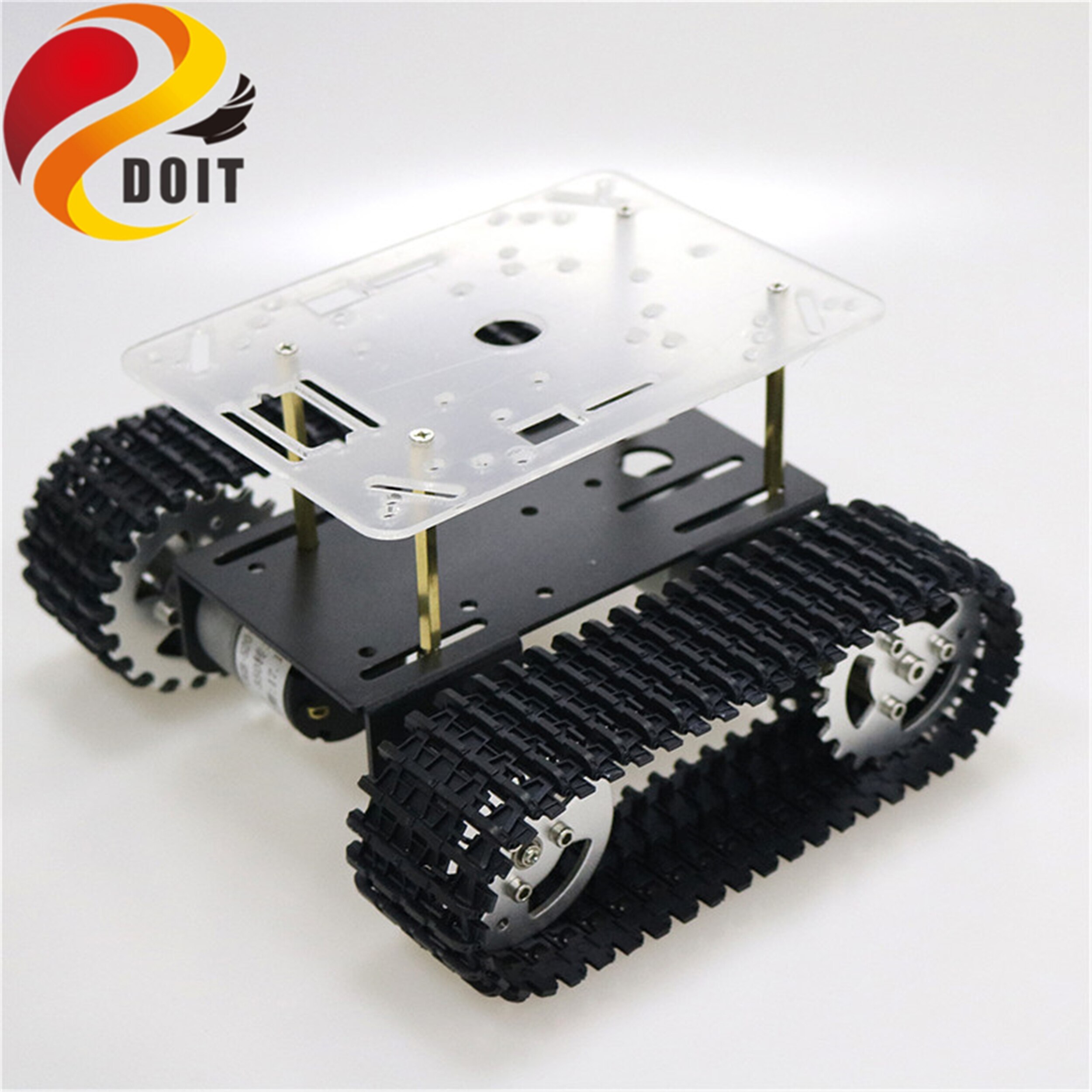 SZDOIT T101 Metal Smart Robot Tank Chassis Kit Tracked Crawler Robotic Platform Unassembled DIY For Arduino Free Acrylic Panel