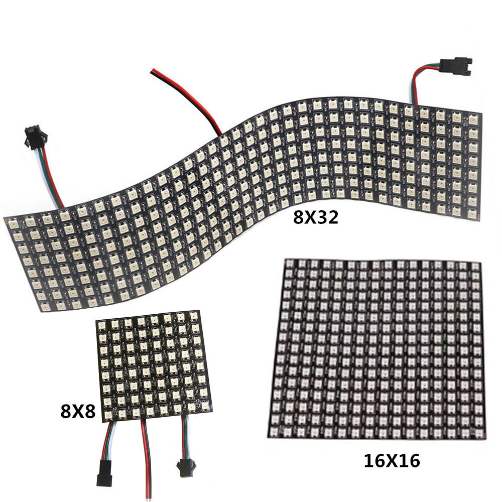 Matrix 16x16 8x8 8x32 DIY GyverLamp WS2812B LED Digital Flexible Individually Addressable Panel Pixel Light Display Board DC5V