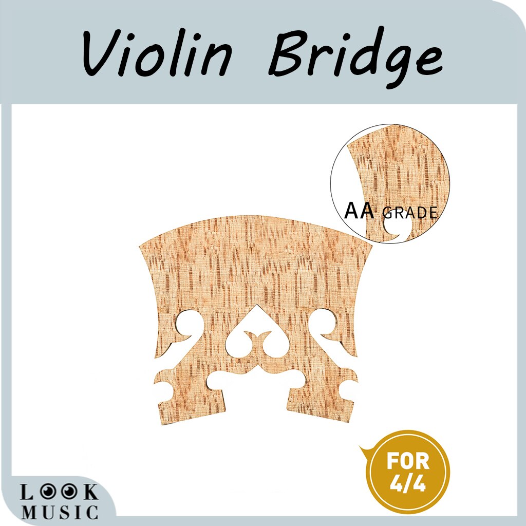 1 unidad de puente de Violín de arce 4/4 de grado AA boca abajo, puente de violín barroco de corazón para violín