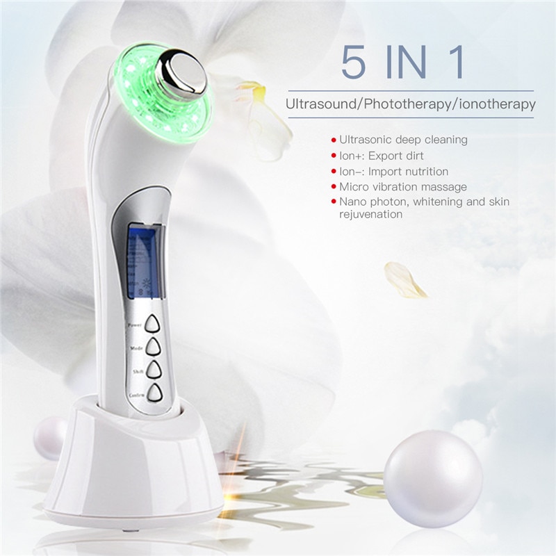 3 Mhz Ultrasone Ion Led Photon Gezicht Reiniging Apparaat Huidverjonging Schoonheid Massage Machine Usb Opladen Facial Massager P36