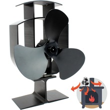 4 Blades Wood Heater Eco Fan Stove Fireplace Fire Heat Powered Circulating Fan: Default Title