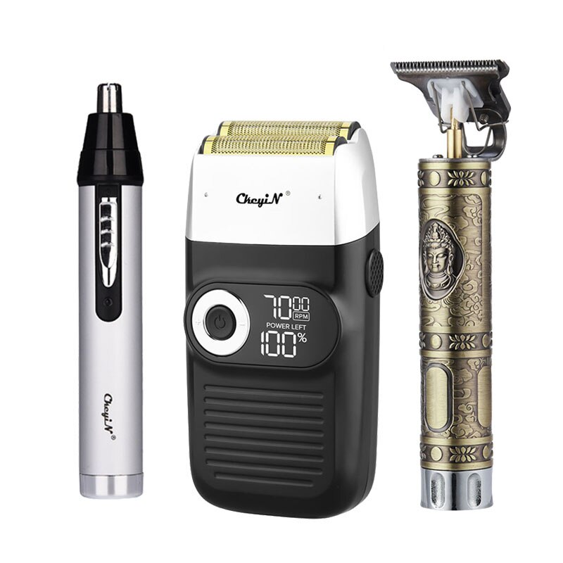 Tondeuse à cheveux professionnelle + tondeuse à cheveux de nez + rasoir électrique rasoir sans fil tondeuse à barbe Rechargeable finition coupe de cheveux Machine: 2