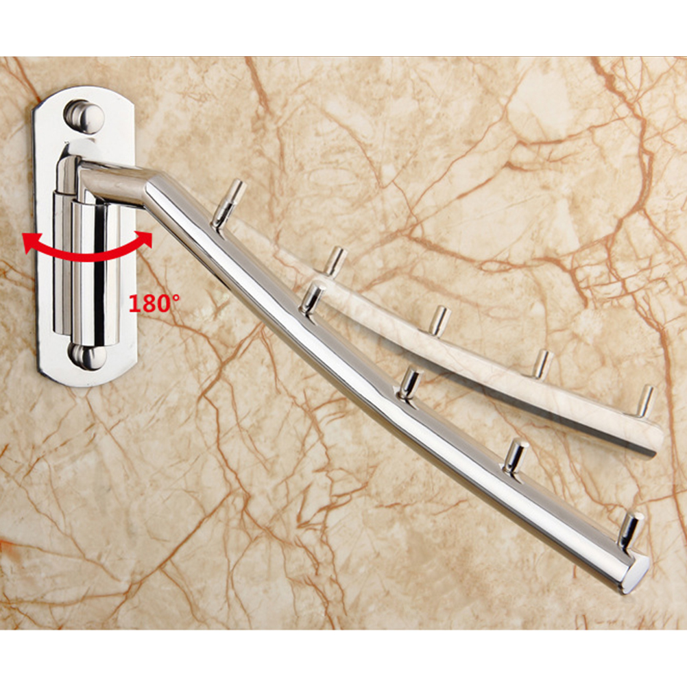 Wall Mounted Clothes Hanger Rack Rotatable Stainless Steel Clothes Organizer with Swing Arm Holder