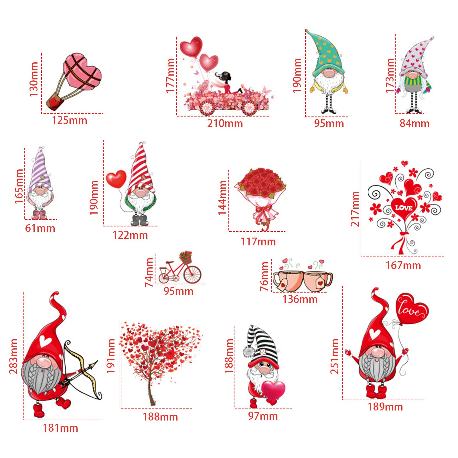 9 Vel Valentijnsdag Venster Statische Stickers Decoraties Verwijderbare Pvc Raam Kleeft Sticker Voor Raam Deur Koelkast Party