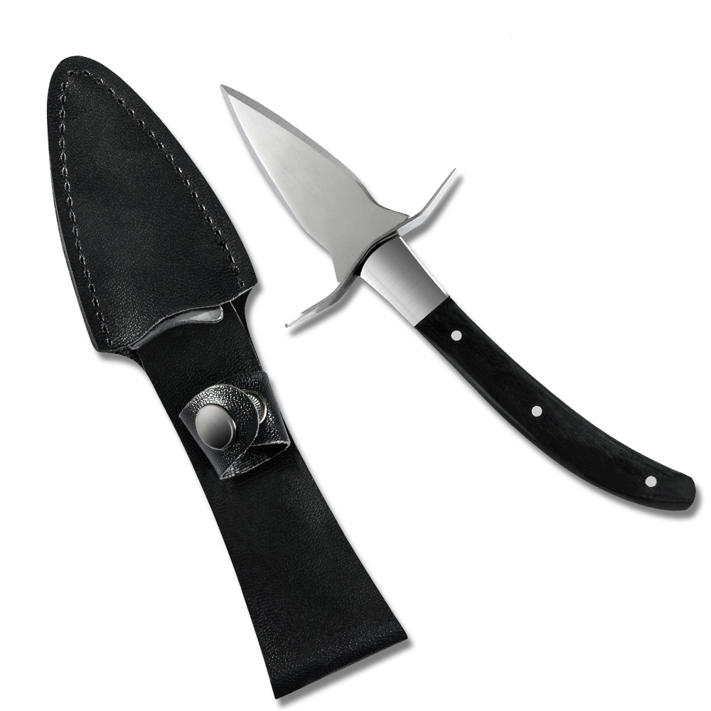 Oyster Knife Wood Handle Seafood Knife Guard Scallops Opener Shell Opening Multi Use Steel Pry Knives Cutter: 2