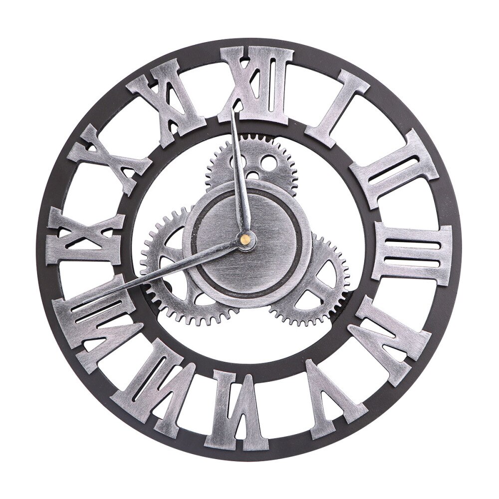Industrial Gear Wall Clock Decorative Wall Clock Industrial Style Wall Clock (30cm Golden Shipment without Battery): Silver / 40X40cm