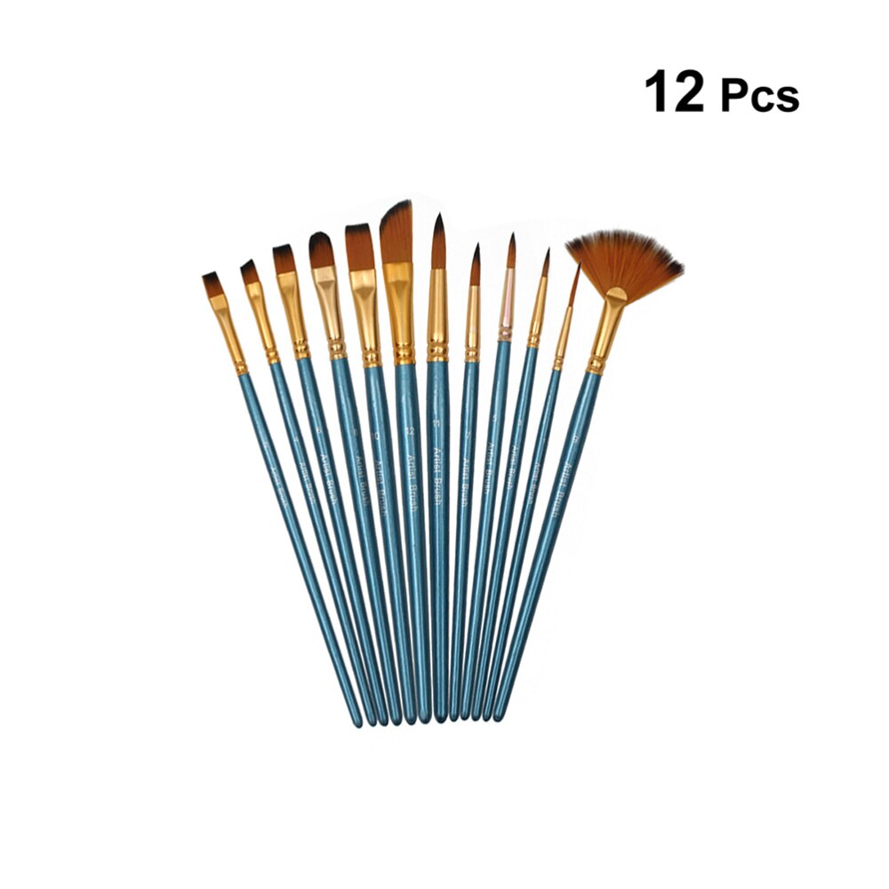 12 Stuks Nylon Haar Art Kwast Set Voor Pigment Aquarel Tekening (Rose Rood)