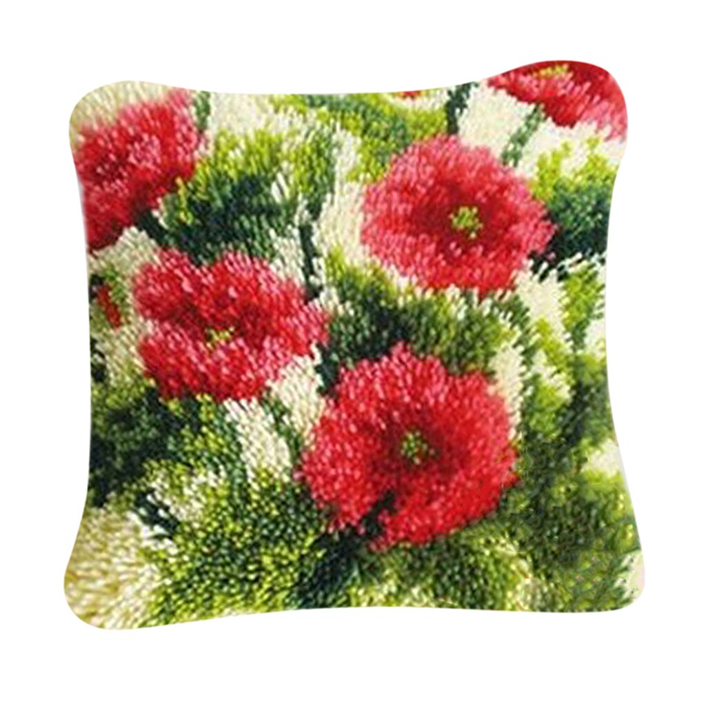 Prettyia rood bloemenkussen kussen borduurpakket met haakjes