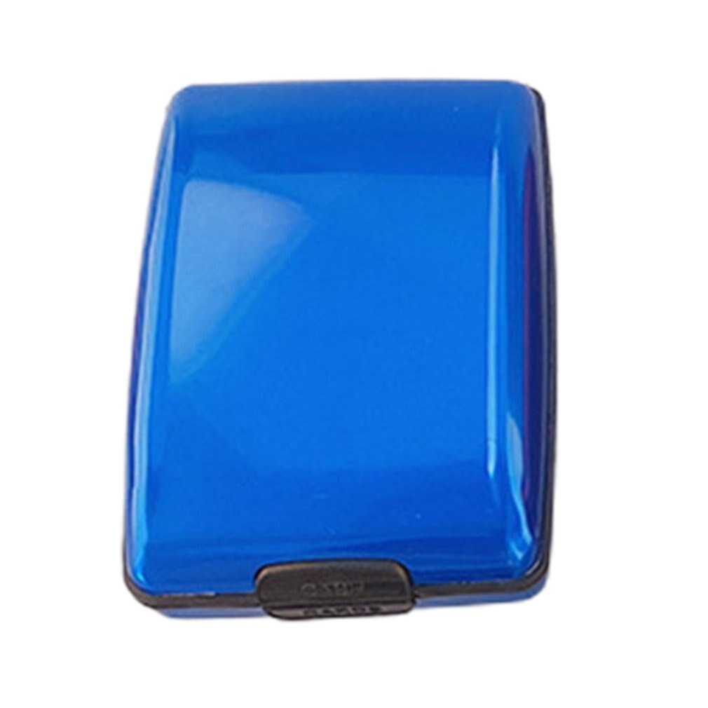 1 Pc Men Aluminum Bank Card Holder Blocking Hard Case Wallet Solid Credit Card Anti-RFID Scanning Protect Card Holder: Blue