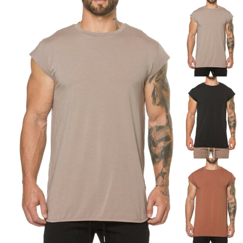 Mens Summer Sports Fitness Tank Tops Soft Sport Gym Bodybuilding Muscle Tees T-Shirt