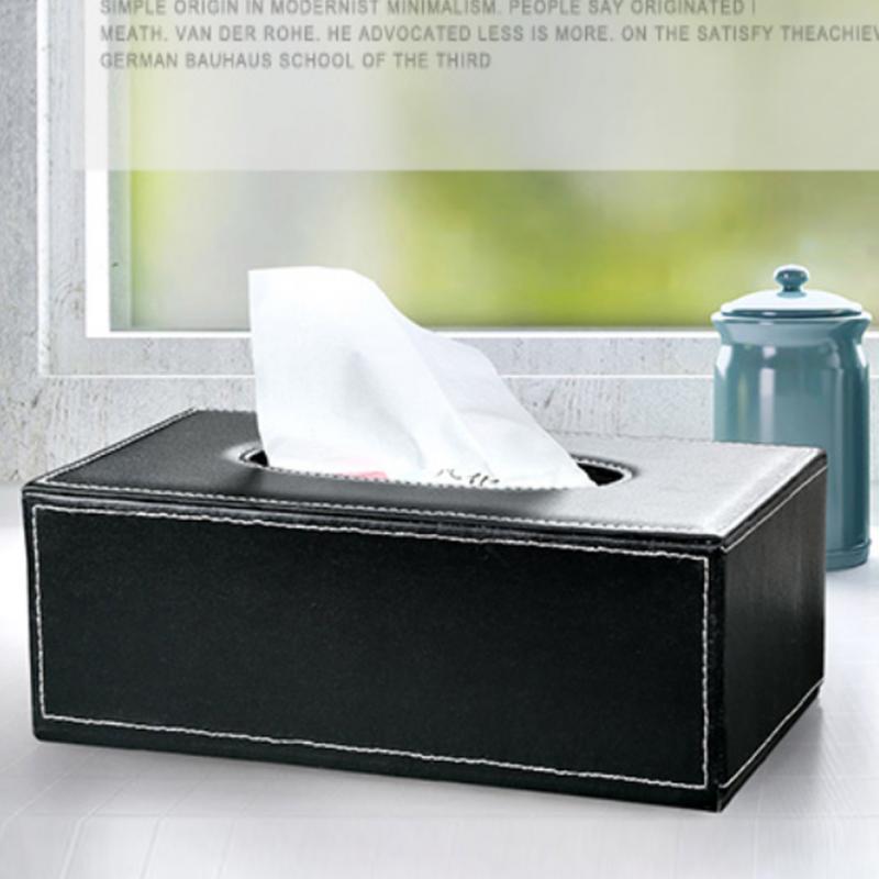 Hjem pu læder store anti-fugt rektangulære tissuepapir serviet boks sag husstand kontorholder 24 x 13 x 9.5cm