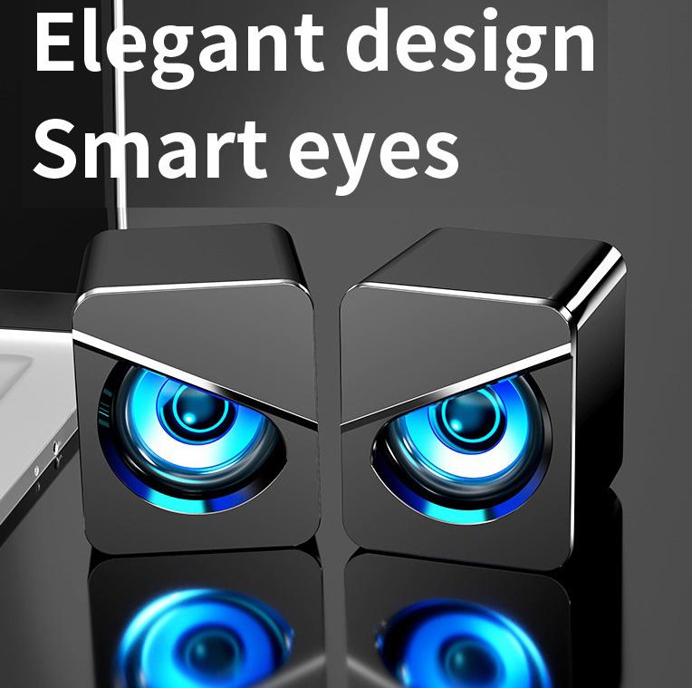 1 Pair Computer Speakers LED Colorful Luminous Wired Gaming Mini Speaker Desktop Laptop Accessory