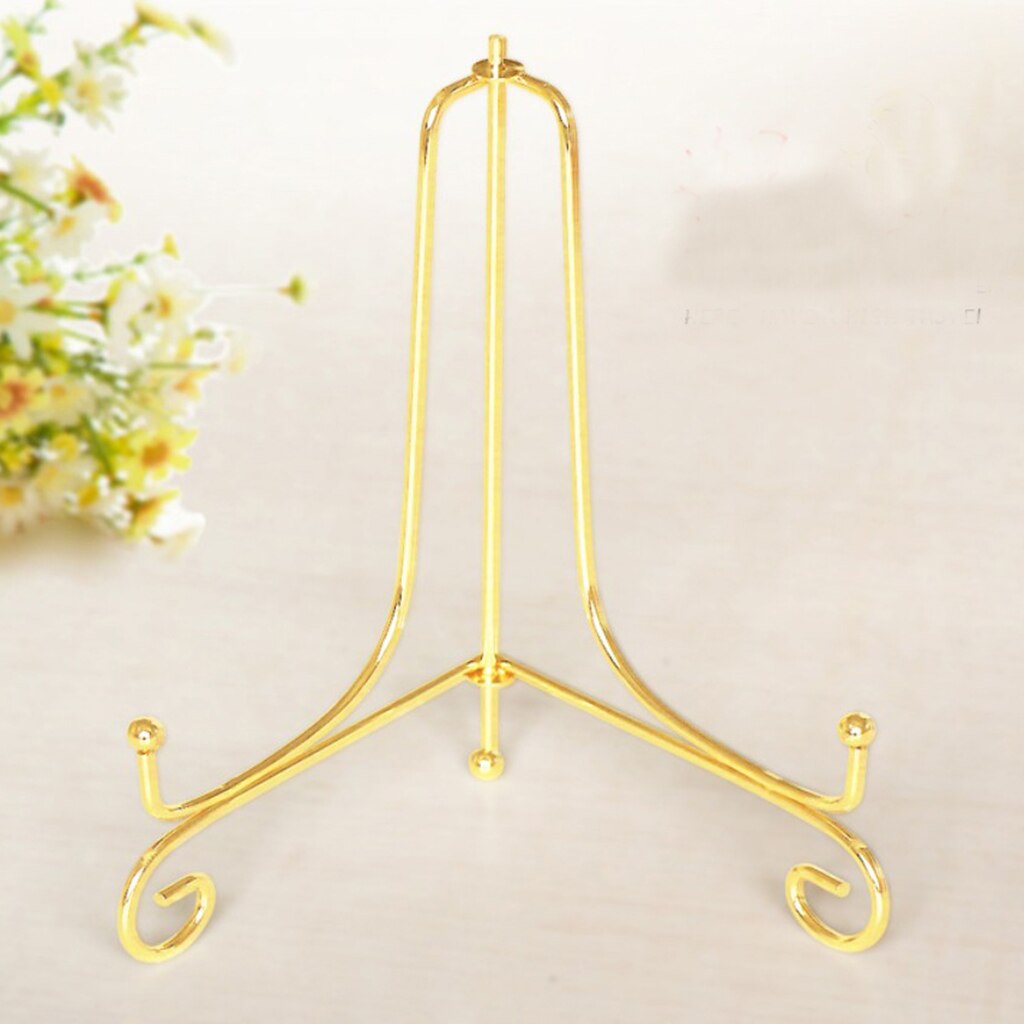 Home China Plate Display Stand Rack Photo Frame Display Easels Gold 6inch
