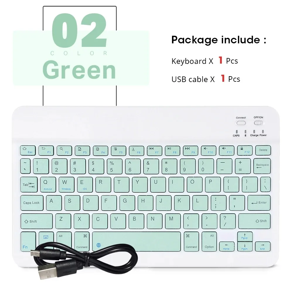 Mini souris Bluetooth sans fil 10 pouces BT clavier espagnol pour iPad 8 10e 9e génération téléphone tablette Portable pour Huawei Android: Kaki