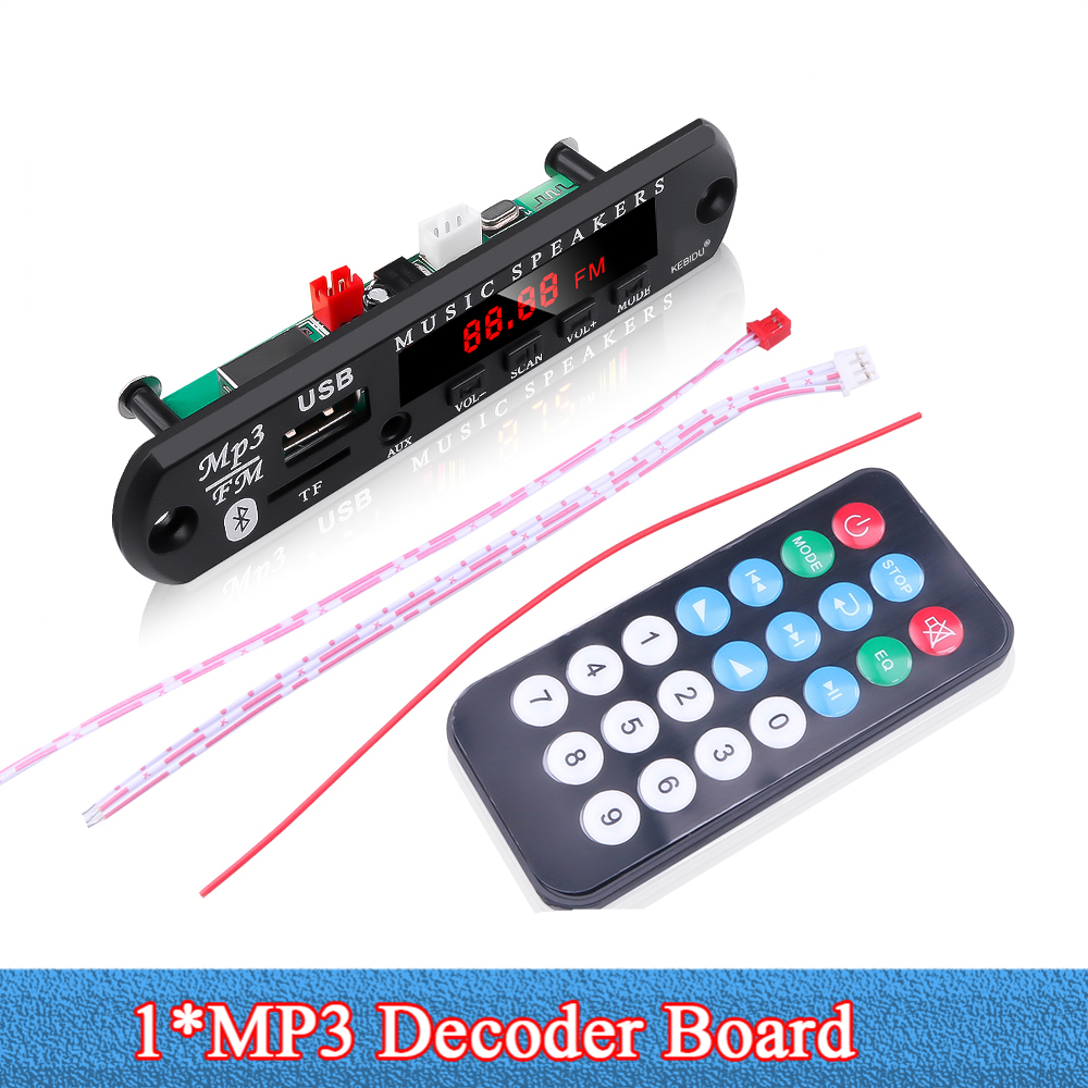 kebidu USB MP3 Player Decoder Board TF Radio FM AUX Wireless Bluetooth Module 9V -12V WMA MP3 Audio 3.5mm For Car for iPhone: black