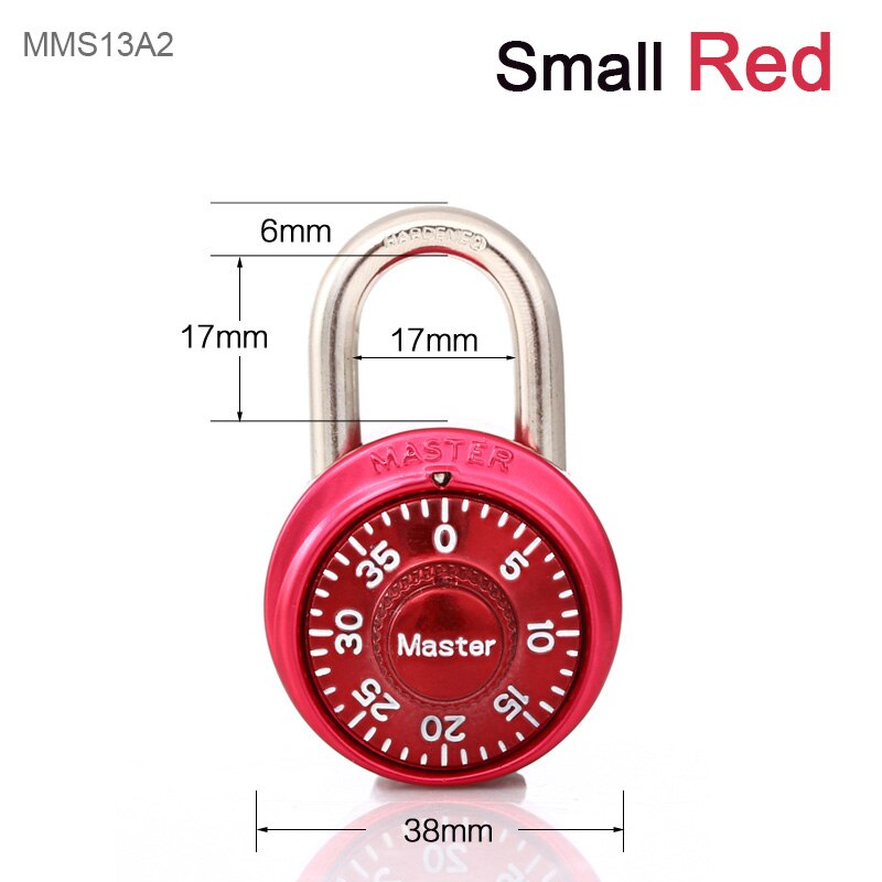 Safe Fixed Number Locks Turntable Gym Cabinet Wardrobe Student Door Lock Letter Digital Rotating Password Steel Round Padlock: small red