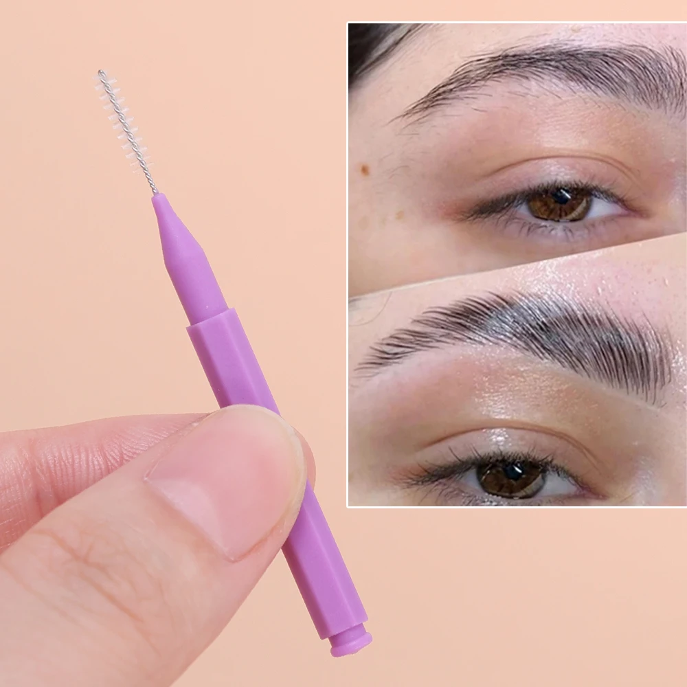 50PCS Mini Eyebrow Brush Portable Brow Perm Brushes Disposable Bendable Micro Eyelash Brow Lifting Brushes Applicators Tools