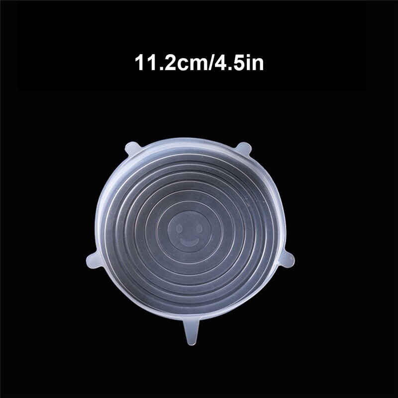 6 Piece Kitchen Retractable Silicone Cover Microwave Oven Cover Universal Food Preservation Refrigerator Cookware Reusable: 1pc 4.5in