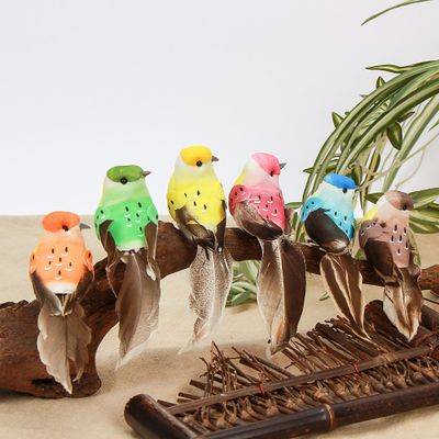 12pcs/box Simulation Artificial Bird Gardening Home Bird Ornament Decoration Colorful Bubble Birds Yard Decoration: B