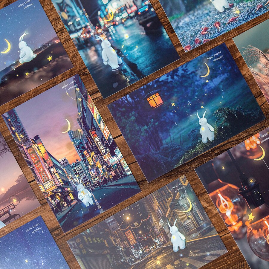 30 Pz/scatola Luminoso Cartolina Buonanotte Cartolina Vintage ▾ retrò di Stile di Scrittura Creativa di Auguri Cartoline Regalo di SG0350