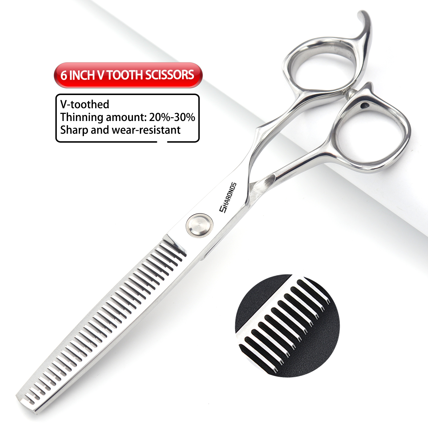 Echte kappersschaar, 6 inch kappersschaar, speciale schaar voor haarstylisten, schaar met platte tanden.: Bordeauxrood