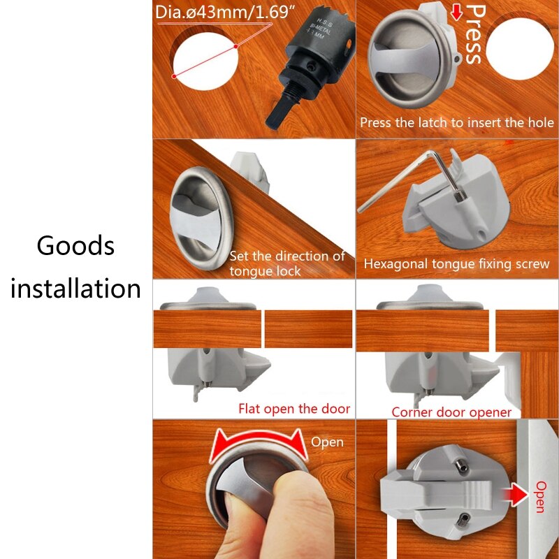 Motorhome Safety Door Lock Caravan Wardrobe Lock Toilet Bathroom Handle Pull Knot Rotating Lock