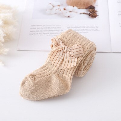 0-24m crianças bebê meninas collants 6 cores moda bowknot meia-calça à moda para crianças meninas: Bege / 6-12 Months