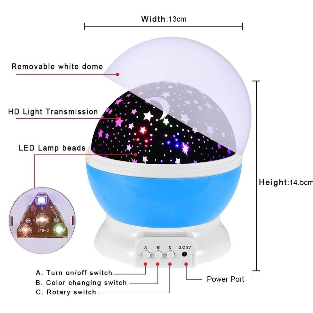 Led Roterende Nacht Lamp Sterrenhemel Star Master Kinderen Slaap Romantische Led Nachtlampje Usb Batterij Projector Lamp Slaapkamer
