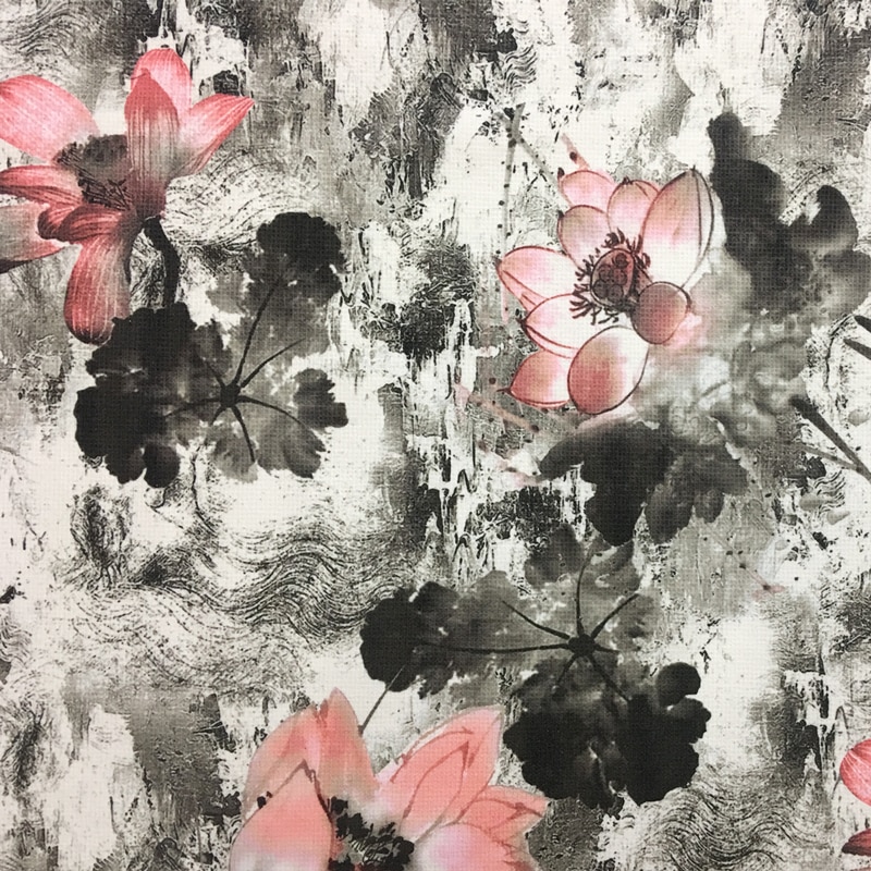 Traditionelle chinses blæk maleri print lotus blomst stol polstring sofa lænestol fløjl stof dekorative pude klud 140cm