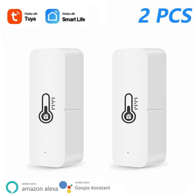 Tuya WiFi Thermometer Hygrometer Indoor Smart Temperature Humidity Sensor Weather Station For Home Alexa Google APP Monitoring: 2 PCS