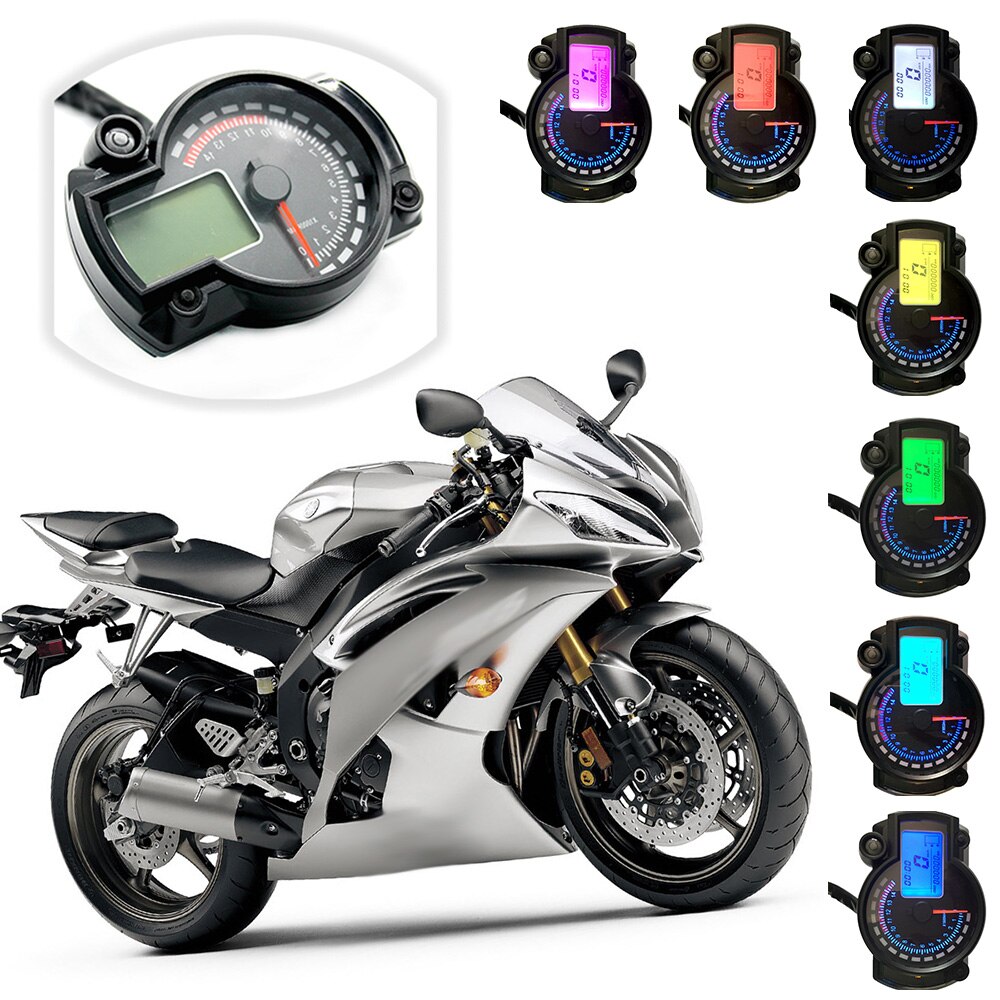 Motorfiets Snelheidsmeter LCD Digitale Toerenteller Gauge Kilometerstand 7 Kleuren Waarschuwingslampje voor RX2N 4 cilinders 400CC 5000rpm