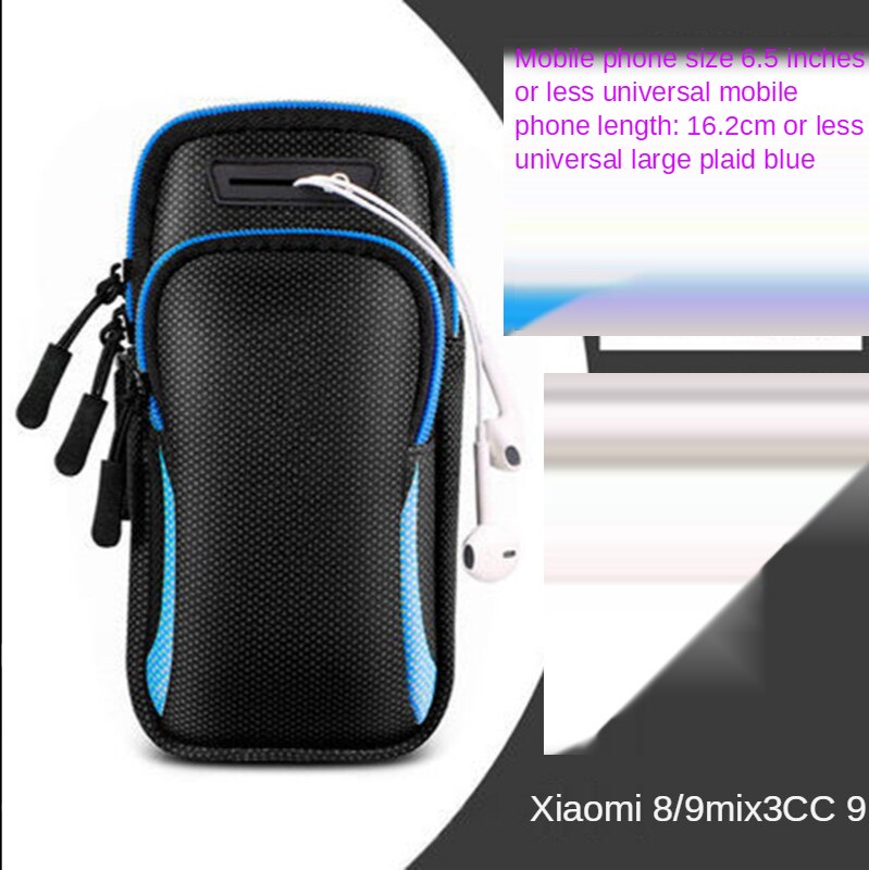 Funda de teléfono deportiva para correr en la mano, brazalete para Airpods Pro, iPhone 11, 7 Plus, Samsung A71, bolsa con cremallera, funda para el brazo: Blue