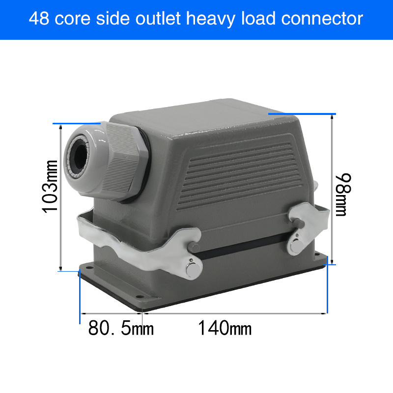 HDC-HE4 6 10 16 20 24 32 48 Core Pin 16A Rectangular Heavy Duty Connector Waterproof Aviation Plug Top And Side Line Connector