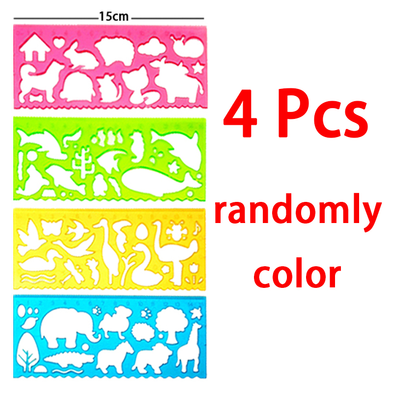 Rasguño de papeles de arcoíris, conjunto de dibujo de espirógrafo de engranaje clásico, plantillas de pintura geométrica de animales, reglas, juguetes artísticos para niños: Rosa
