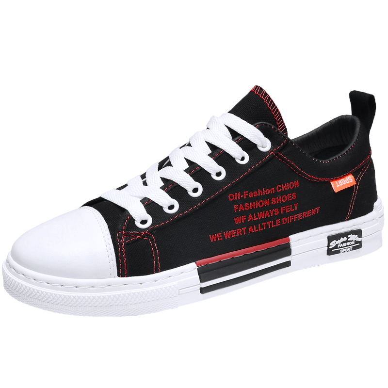 canvas shoes men men Shoes Men Casual Shoes White Sneakers summer Walking Shoes Black shoes Flat shoes Trainers: Red / 7