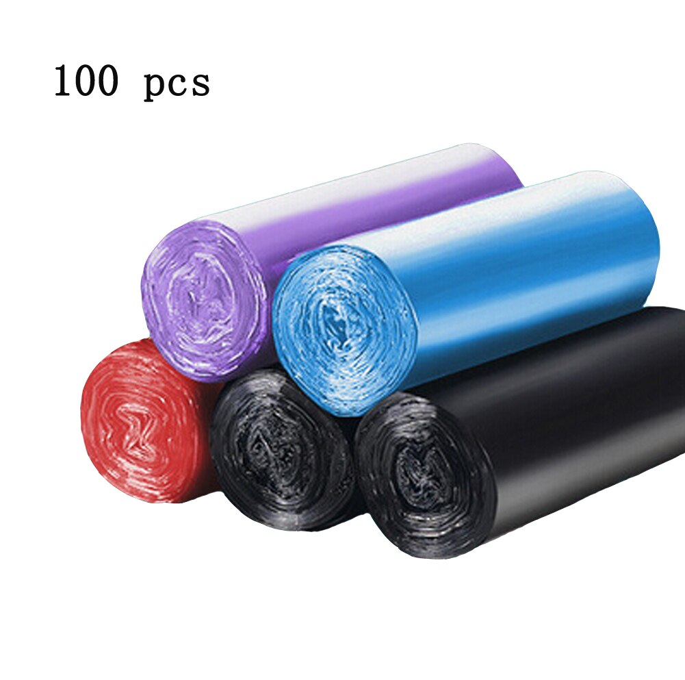 100Pcs Handle Breakpoint Garbage Bag Thickened Disposable Plastic Bag Trash Bags Waste Bin Rubbish Bags: MULTI