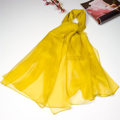 Ren silketørklæde kvinder tørklæde kvindelig silke sjal kvinders naturlig silke chiffon stor størrelse tørklæde ensfarvet lang wrap til kvinder: 15 ingefær