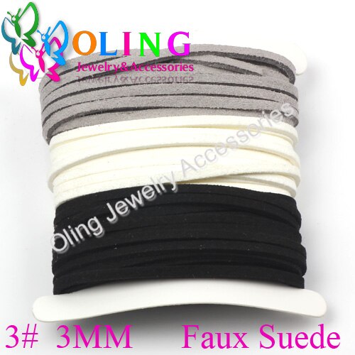 OlingArt 3*1.5mm 9M Faux Suede Cord /flat Leather Cord Rope/Line Accessory earrings Bracelet choker necklace jewelry making: HGR003  3PCS 3m