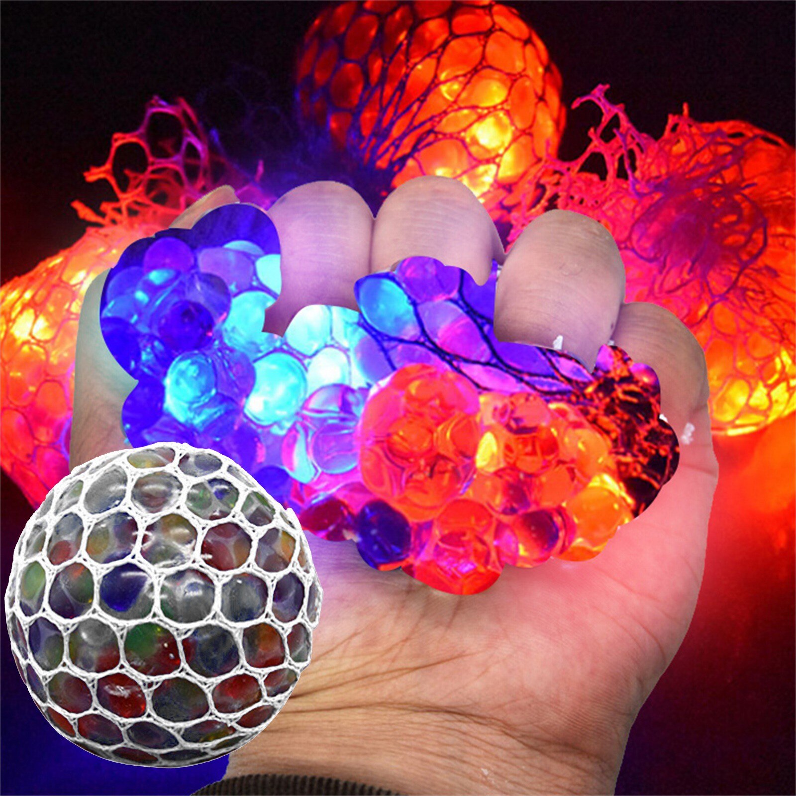 10Ml Mesh Ball Stress Led Gloeiende Een Druif Speelgoed Angst Relief Stress Bal Zintuiglijke Speelgoed Speciale Behoeften Adhd Autism kids Adult 4 *