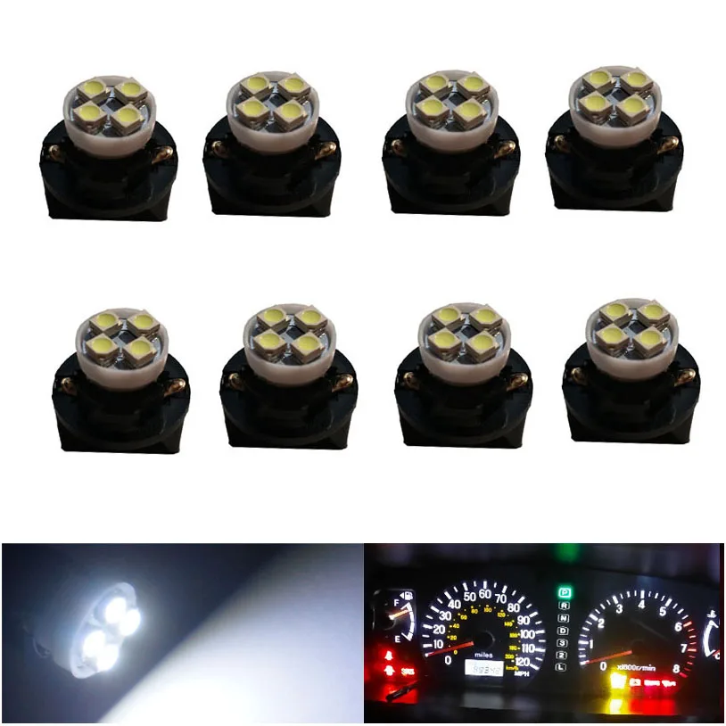 8pcs T10 4 Led 3528SMD Bulb W5W 158 194 PC194 PC168 Twist Lock Socket Car Dash Dashboard Instrument Cluster Panel Gauge Light: WHITE