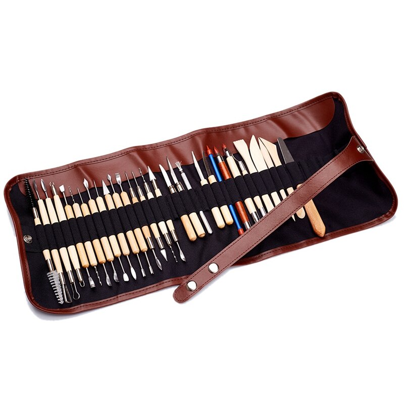 30Pcs Arts Crafts Clay Sculpting Tools Pottery Carving Tool Kit Pottery &amp; Ceramics Wooden Handle Modeling Clay Tools