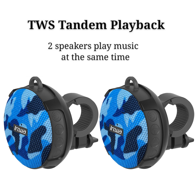 Portable Bikes TWS Bluetooth Speaker Bicycle Column Waterproof Shower Speaker Acoustics Sound Boombox Soundbar Woofer Hands Free: TWS double sea blue