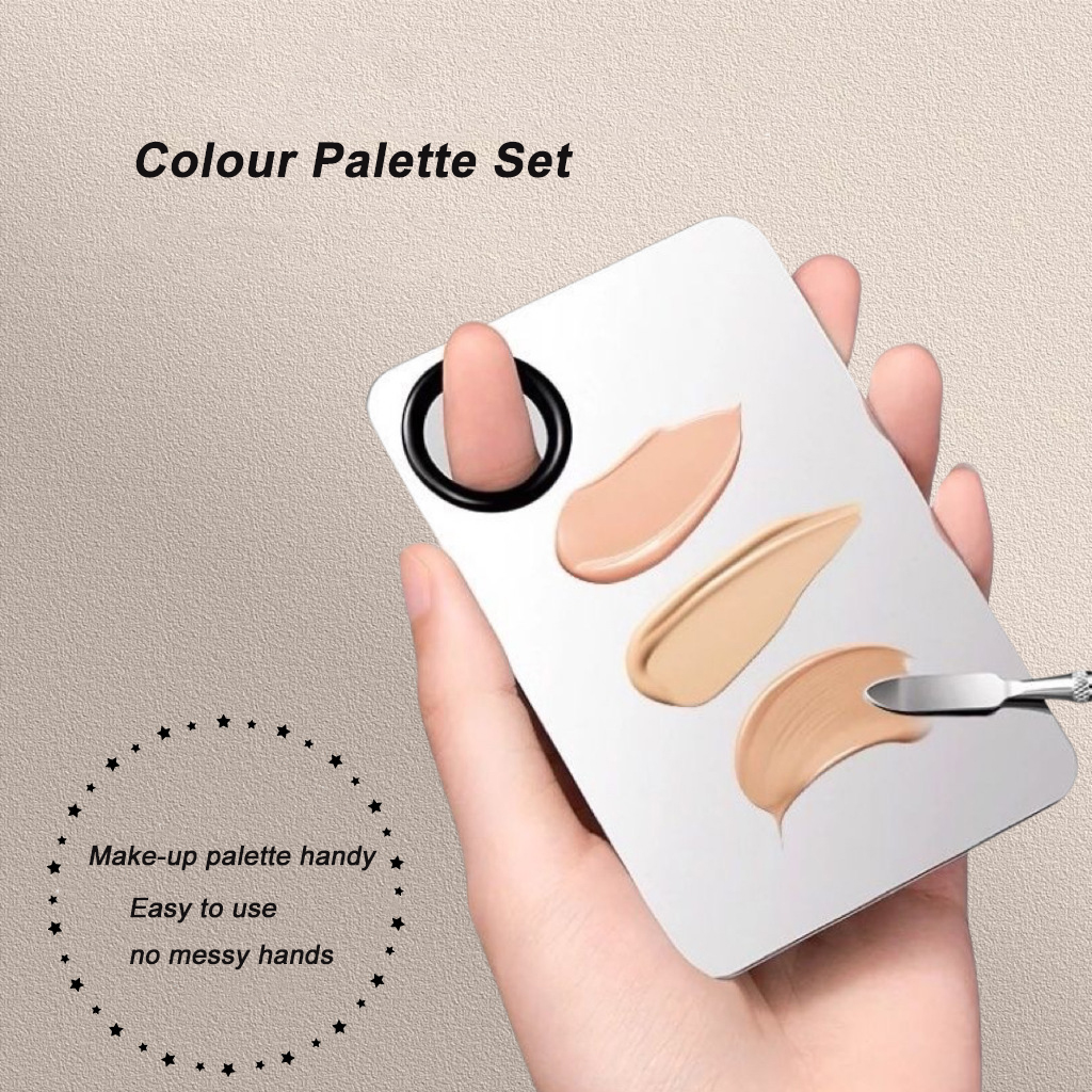 Paleta de mezcla de maquillaje, base, lápiz labial, sombra de ojos, paleta mezcladora de acero inoxidable con espátula, barra mezcladora, herramientas de belleza para uñas-A