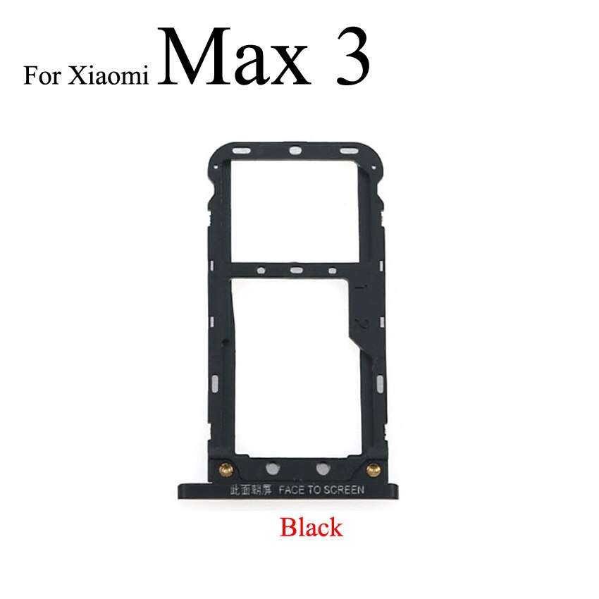 YuXi SIM Card Tray Socket Slot Holder Adapter Spare Parts For Xiaomi Mi Max 2 3 Mix 2S SIM & SIM / TF Card Tray Adapter: Max 3 Black